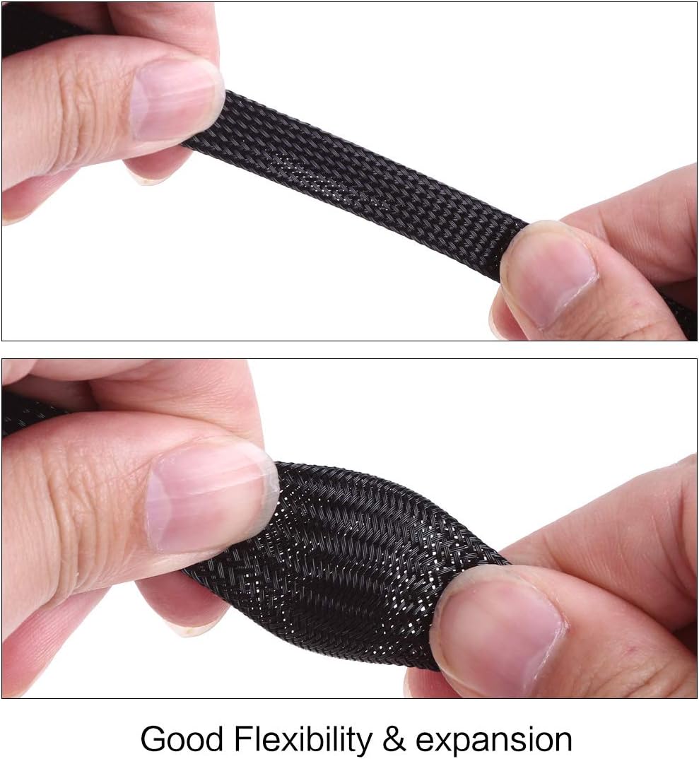 Keco 100ft – 1/2 inch PET Expandable Braided Cable Sleeve – Wire Sleeving for Audio Video and Other Home Device Cable Automotive Wire - Black - Image 5