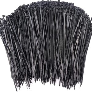 1000 Pcs Zip Ties, 6 Inch Self-Locking Nylon Cable Ties, Premium Heavy Duty Plastic Wire Ties Wraps for Indoor and Outdoor (Black)