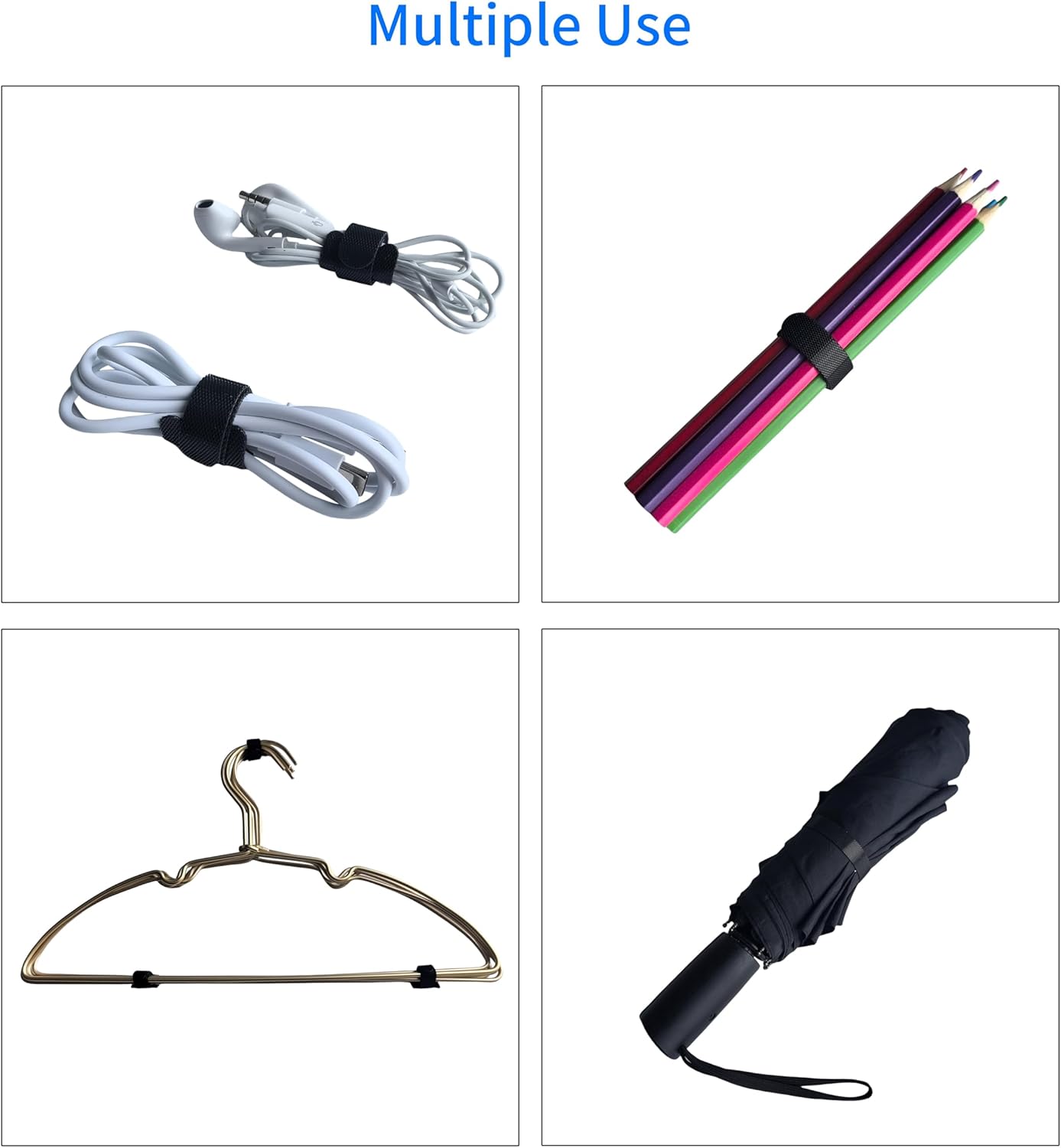 200 PCS 6 Inches Black Reusable Cable Ties, Adjustable Cord Straps, Cable Organizer, Cord Wrap and Hook Loop Cords Management,Adjustable Cord Ties for Organizing Home,Office,Data Centers - Image 4