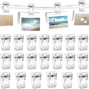 20PCS Self Adhesive Clips, Clear Wall Clips for Tapestry Hanging | Acrylic Adhesive Fasteners for Photo Posters Lightweight Decor, Sticky Spring Holders for Office Home Christmas Decoration