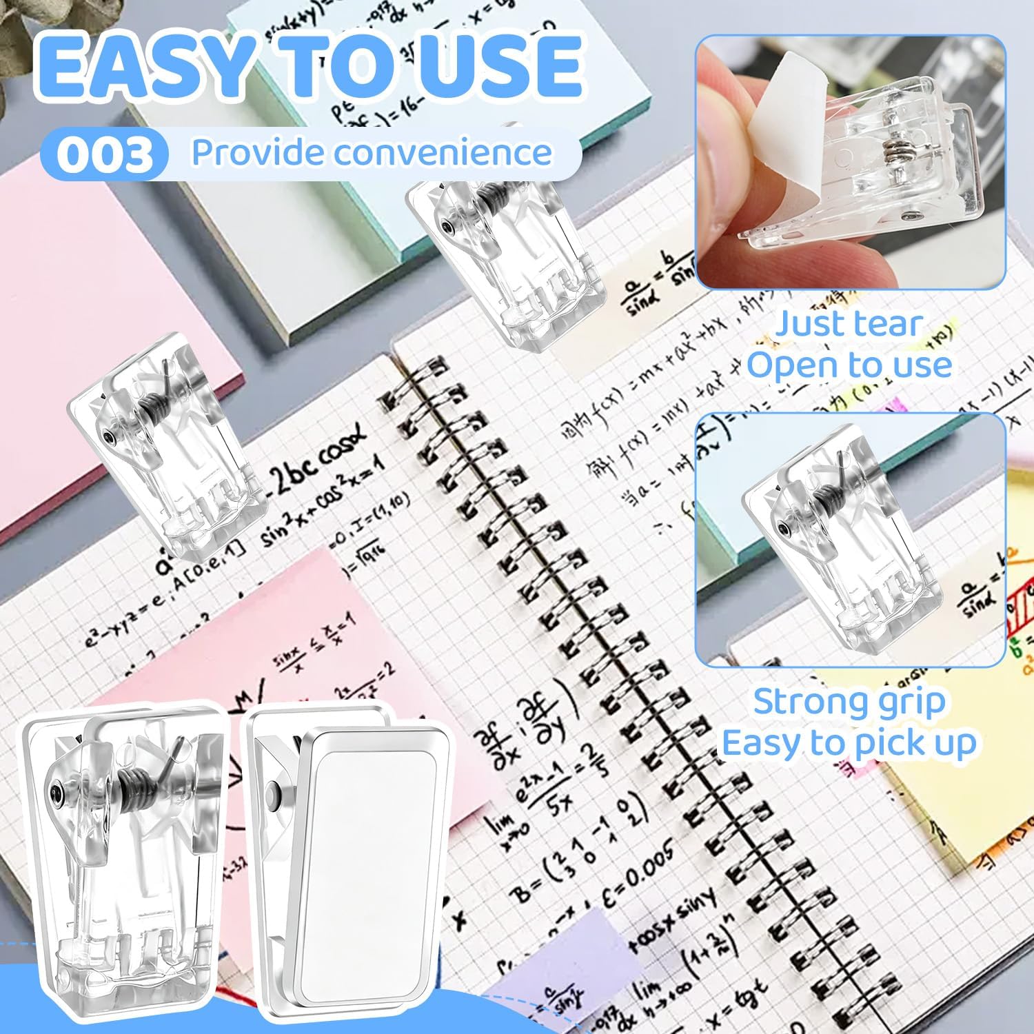 20PCS Self Adhesive Clips, Clear Wall Clips for Tapestry Hanging | Acrylic Adhesive Fasteners for Photo Posters Lightweight Decor, Sticky Spring Holders for Office Home Christmas Decoration - Image 4