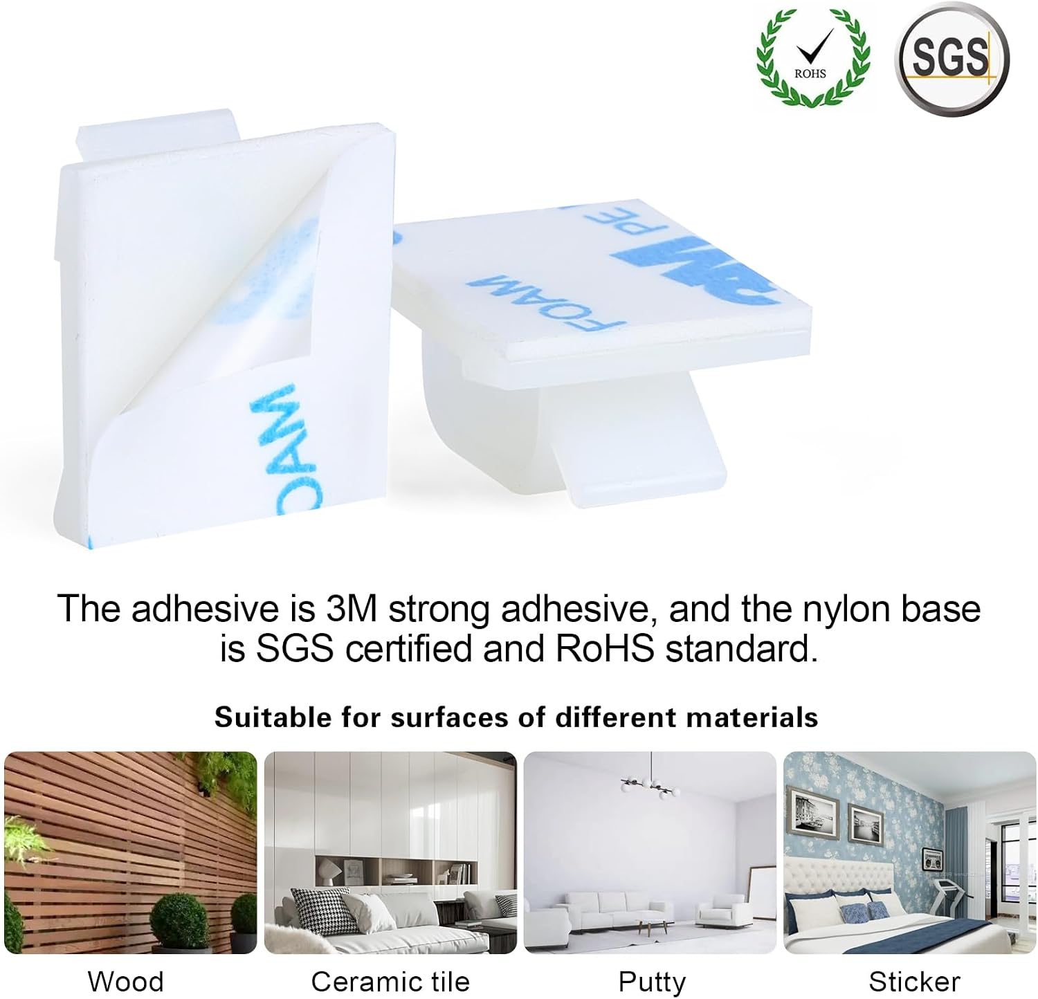 120PCS XHF Adhesive Cable Wire Clips White, Cable Staples Outdoor Cable Management Wire Organizer Cord Holder for Under Desk, Car, Wall, TV PC Ethernet Cable - Image 3