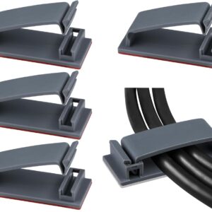 SOULWIT 50Pcs Self Adhesive Cable Management Clips, Cable Organizers Wire Clips Cord Holder for TV PC Ethernet Cable Under Desk Home Office (Grey)